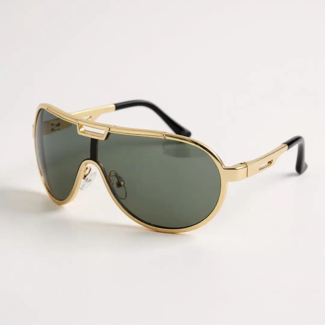 Óculos de Sol Aviador Vintage Masculino e feminino Mionelle Tesla Golden Preto Claro em um fundo neutro