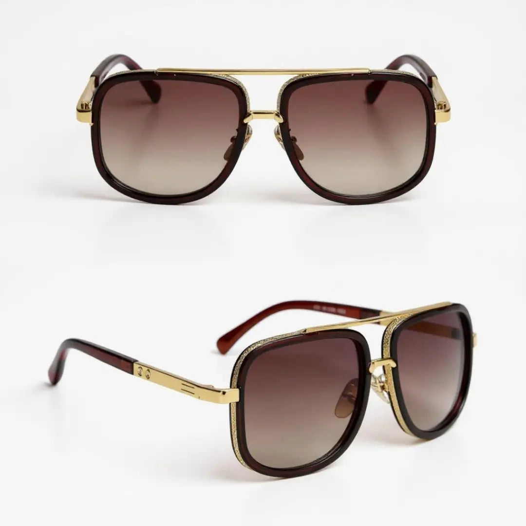 Óculos de Sol Quadrado Masculino Mionelle Milano Degradê Marrom de frente e de lado