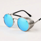 Óculos de Sol Steampunk Redondo Masculino Espelhado Mionelle Alquimista Blue