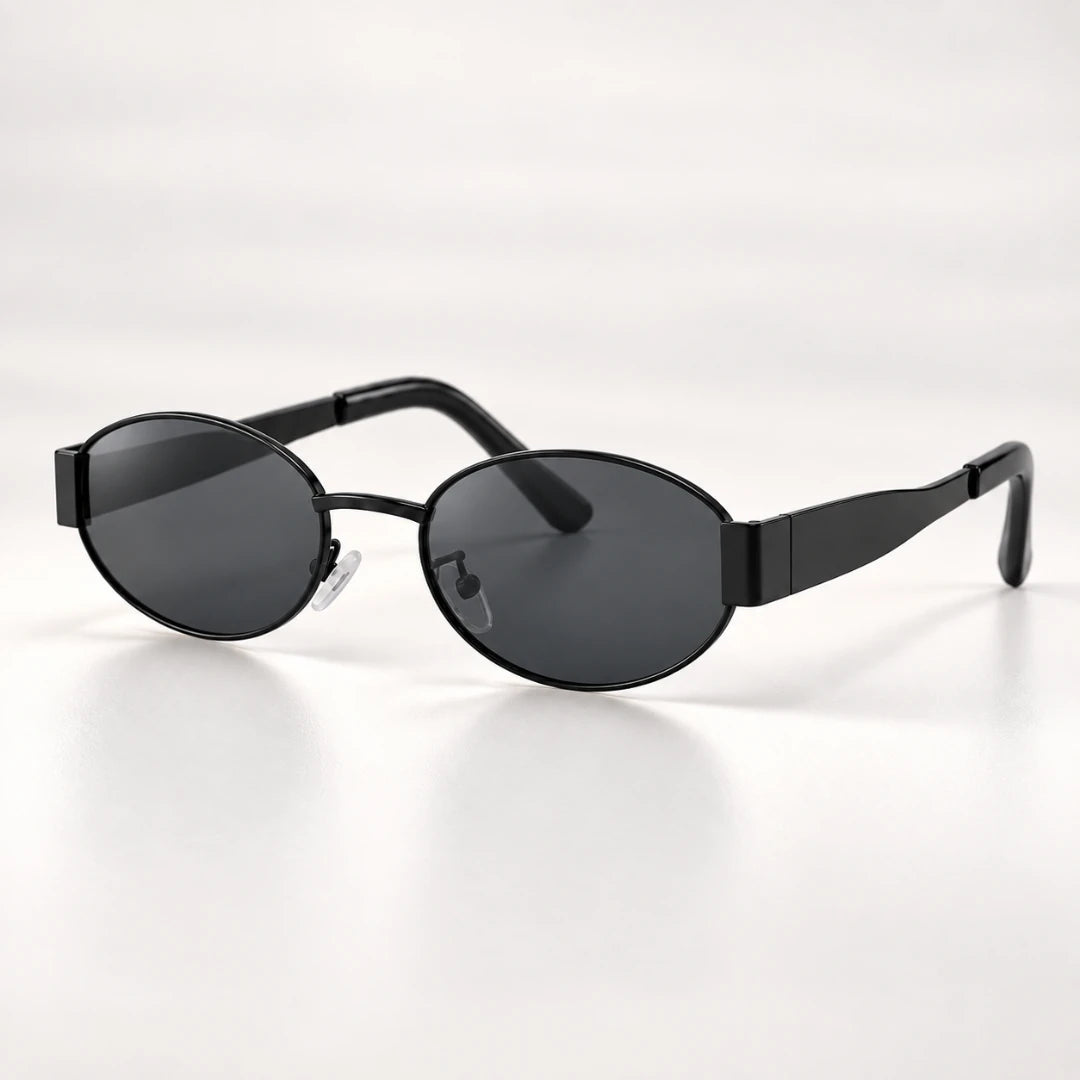 Óculos de sol feminino Mionelle Selene All Black em vista de três quartos