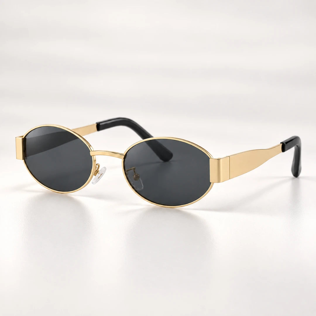 Óculos de sol feminino Mionelle Selene Golden Black em vista de três quartos