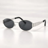 Óculos de Sol Feminino Oval Retrô Mionelle Selene Silver Black