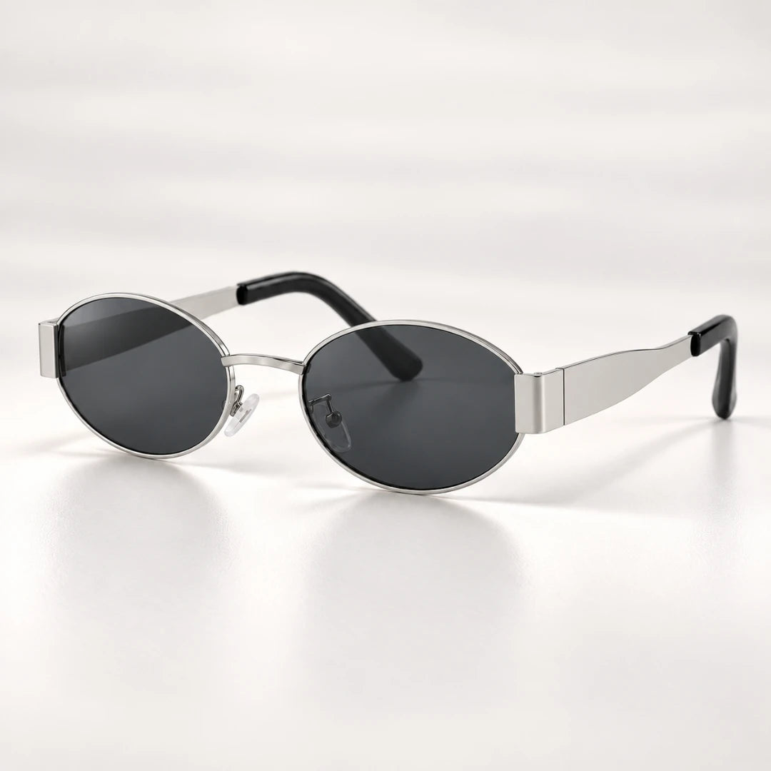 Óculos de sol feminino Mionelle Selene Silver Black em vista de três quartos