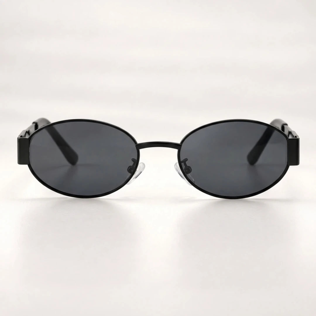 Vista frontal dos óculos de sol feminino Mionelle Selene All Black