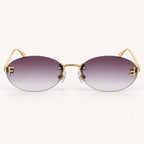 Vista frontal do Mionelle Luna Purple, com estrutura dourada e lentes roxas em degradê