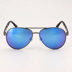 Vista frontal dos óculos Mionelle Carbon Azul Espelhado, com lentes azuis e formato aviador.