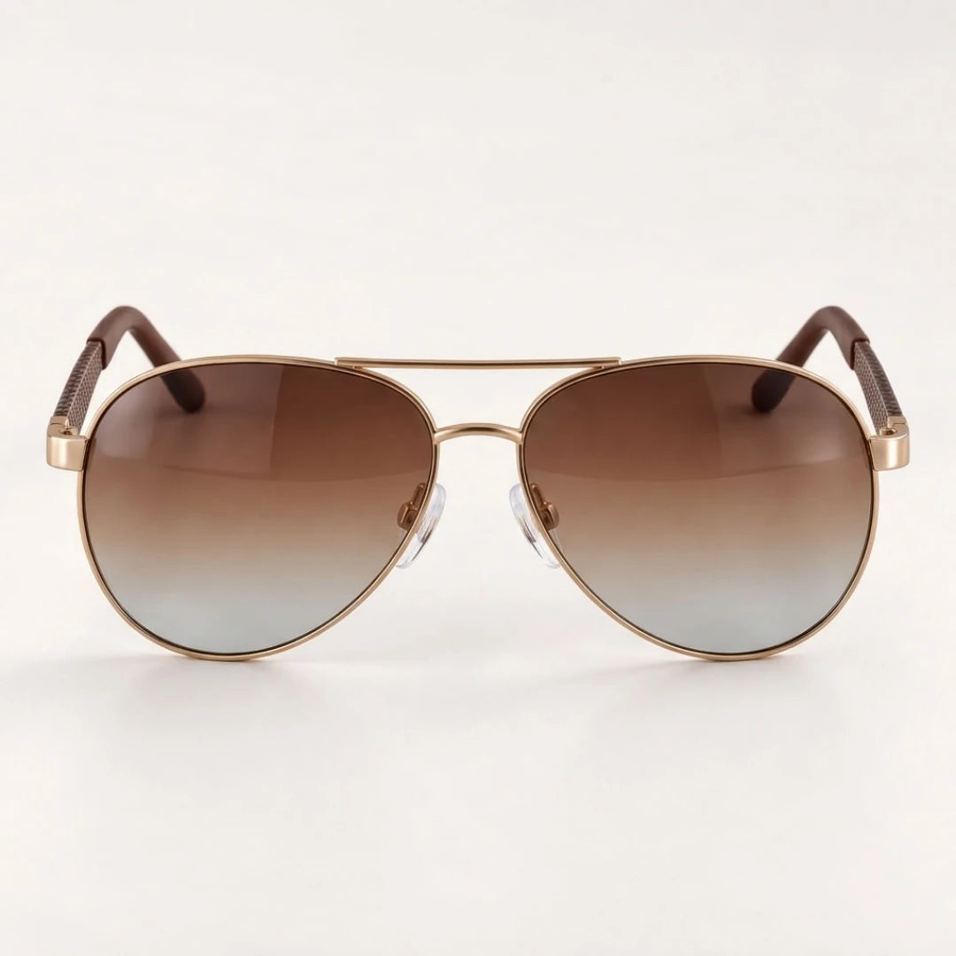 Vista frontal dos óculos Mionelle Carbon Marrom com lentes marrons em degradê.