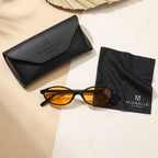 Mionelle Narrow Vibe Pop Yellow com hastes dobradas, estojo e pano de limpeza da marca