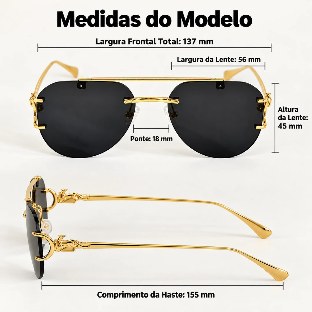 Medidas do Mionelle Halo: frente 137 mm, lentes 56 por 45 mm, ponte 18 mm e hastes 155 mm