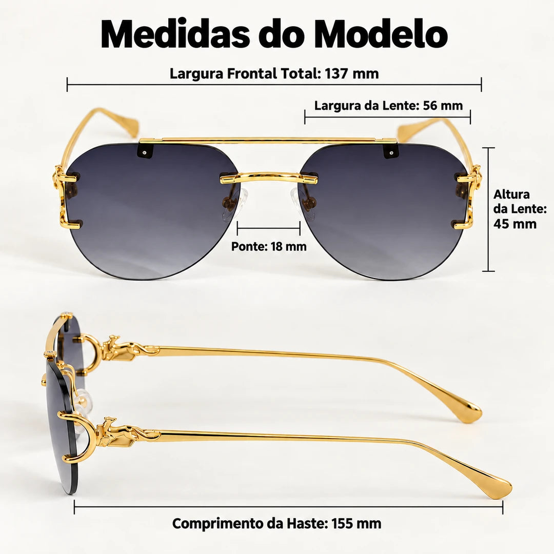 Medidas do Mionelle Halo: frente 137 mm, lentes 56 por 45 mm, ponte 18 mm e hastes 155 mm