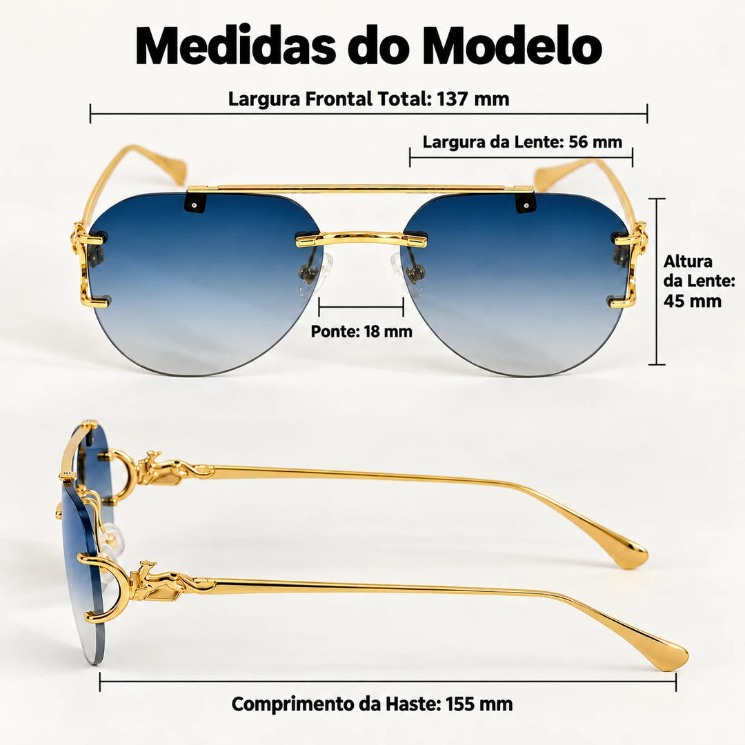 Medidas do Mionelle Halo: frente 137 mm, lentes 56 por 45 mm, ponte 18 mm e hastes 155 mm