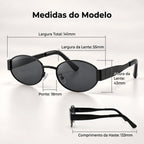 Medidas do Mionelle Selene All Black: frente 141 mm, lente 55 por 43 mm, ponte 18 mm e haste 133 mm