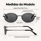 Medidas do Mionelle Viper: frente 137 mm, lentes 51 por 39 mm, ponte 20 mm e hastes 145 mm