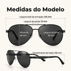 Medidas do Mionelle Carbon: lente 60 por 48 mm, ponte 13 mm, haste 140 mm e frente 145 mm.