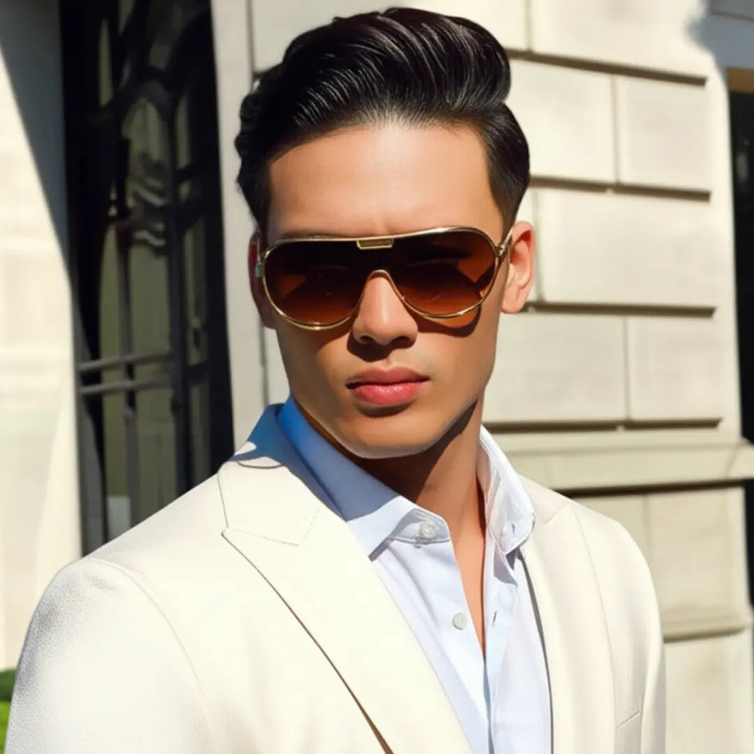 Homem estilos e moderno Óculos de Sol Aviador Vintage Masculino Mionelle Tesla Marrom 