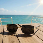 alt="Óculos de Sol Masculino e Feminino Y2K Retangular Sem Aro Mionelle Vortex Preto 2"