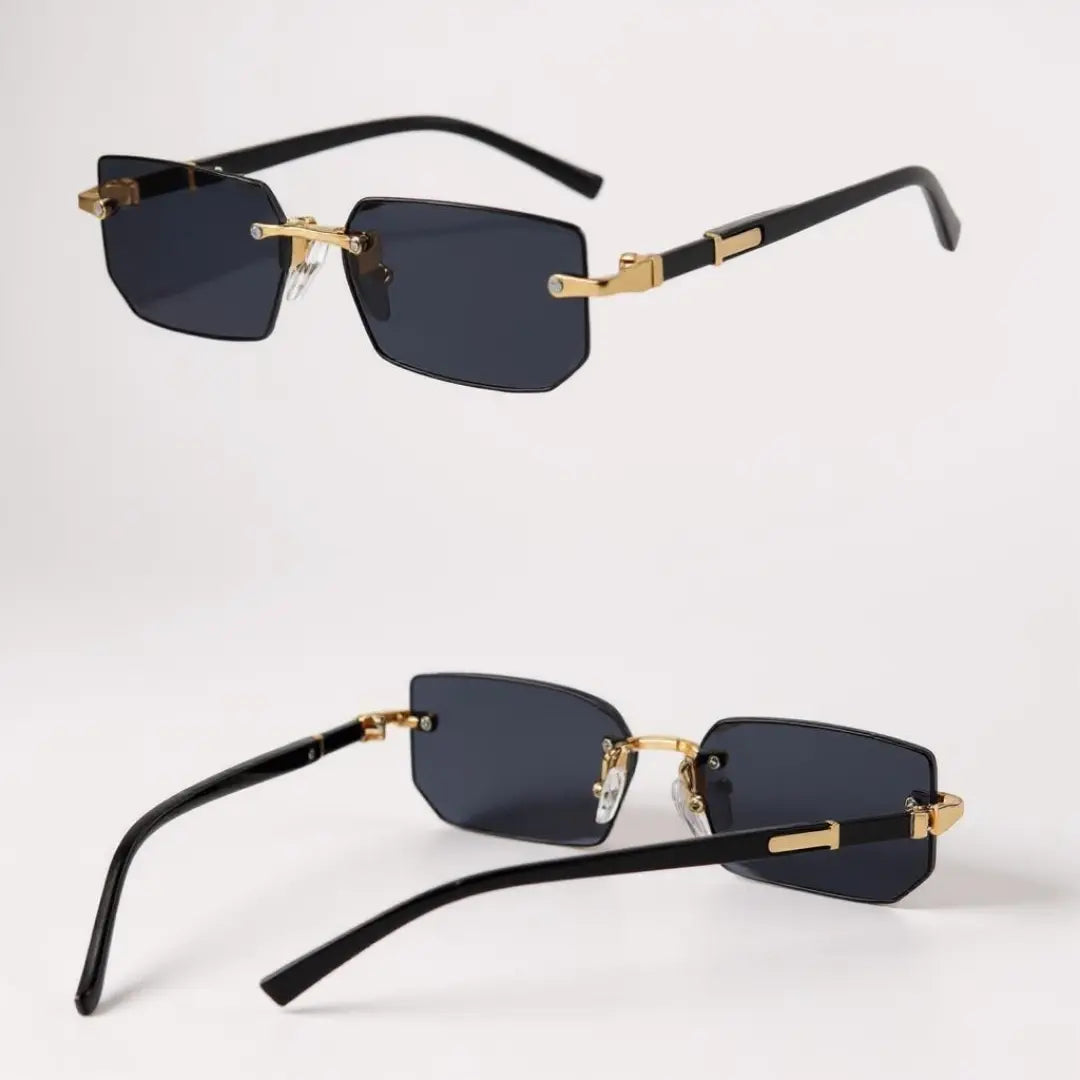 alt="Óculos de Sol Masculino e feminino Y2K Retangular Sem Aro Mionelle Vortex Preto 3"