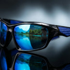 Óculos ciclismo azul masculino Strada lente espelhada anti-risco