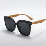 Óculos de Sol Gatinho Oversized de Madeira Feminino Polarizado Mionelle Hera Black