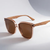 Óculos de Sol Gatinho Oversized de Madeira Feminino Polarizado Mionelle Hera Brown