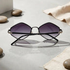 óculos de sol hexagonal feminino verde degradê retrô mionelle gemas