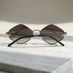 óculos de sol hexagonal feminino marrom retrô frente