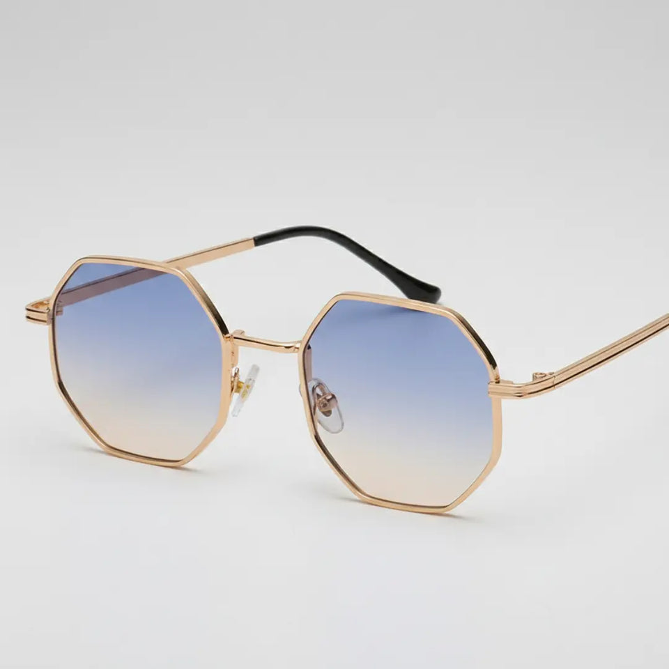 óculos de sol octagonal feminino azul degradê retrô mionelle téssera