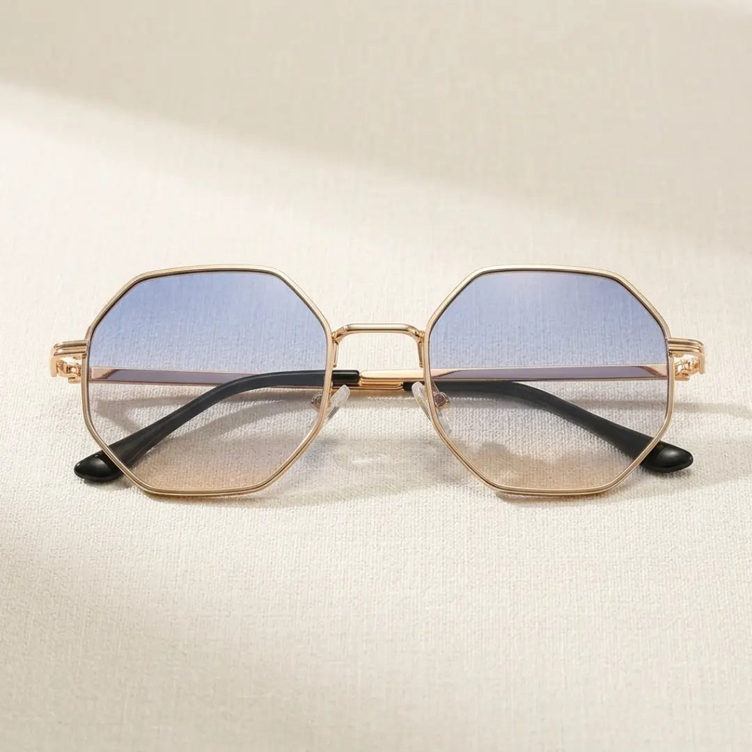 óculos de sol octagonal feminino azul degradê retrô mionelle
