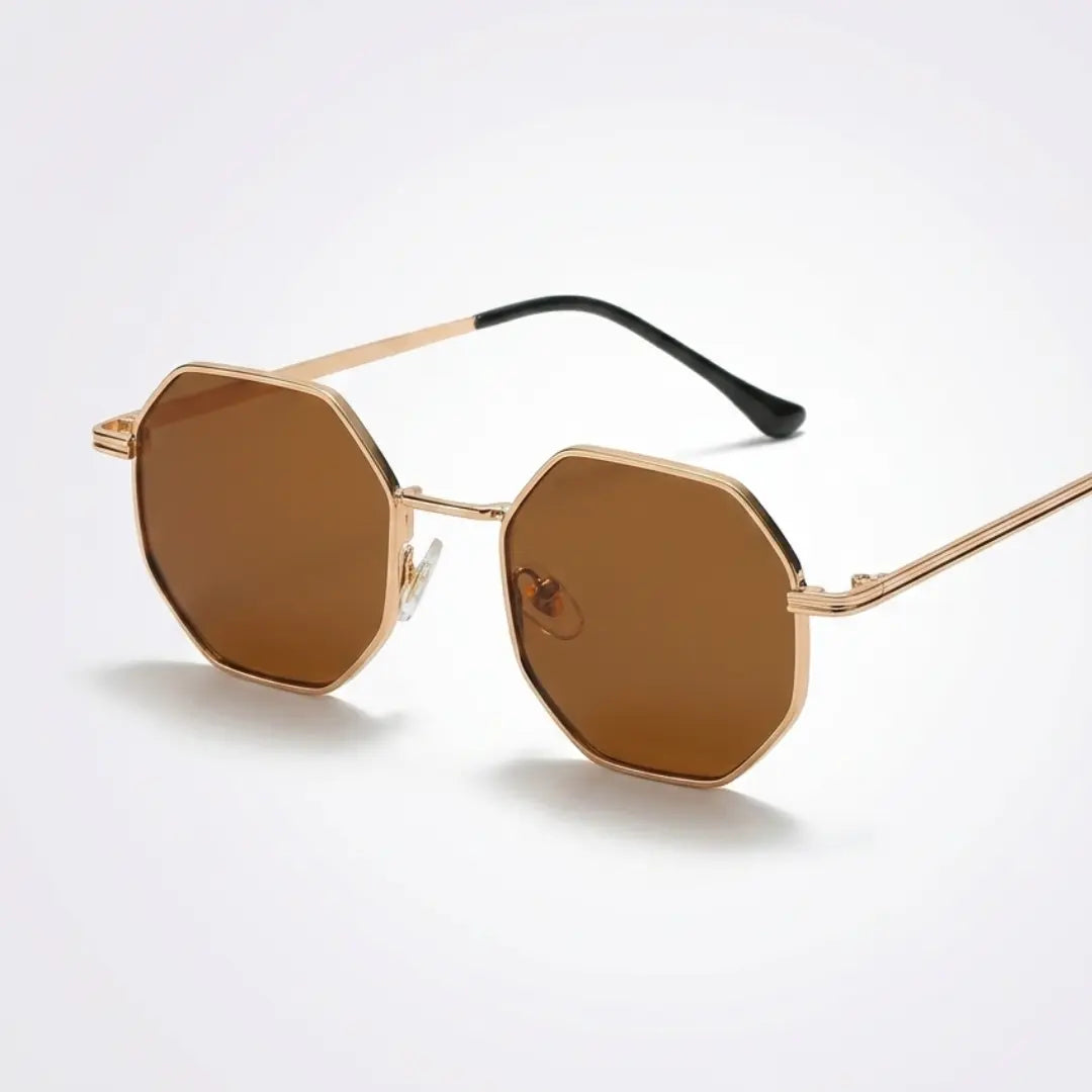óculos de sol octagonal feminino marrom retrô mionelle téssera