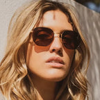 óculos de sol hexagonal feminino marrom polarizado mionelle cosmo look