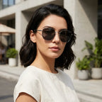 óculos de sol hexagonal feminino prata polarizado mionelle cosmo look