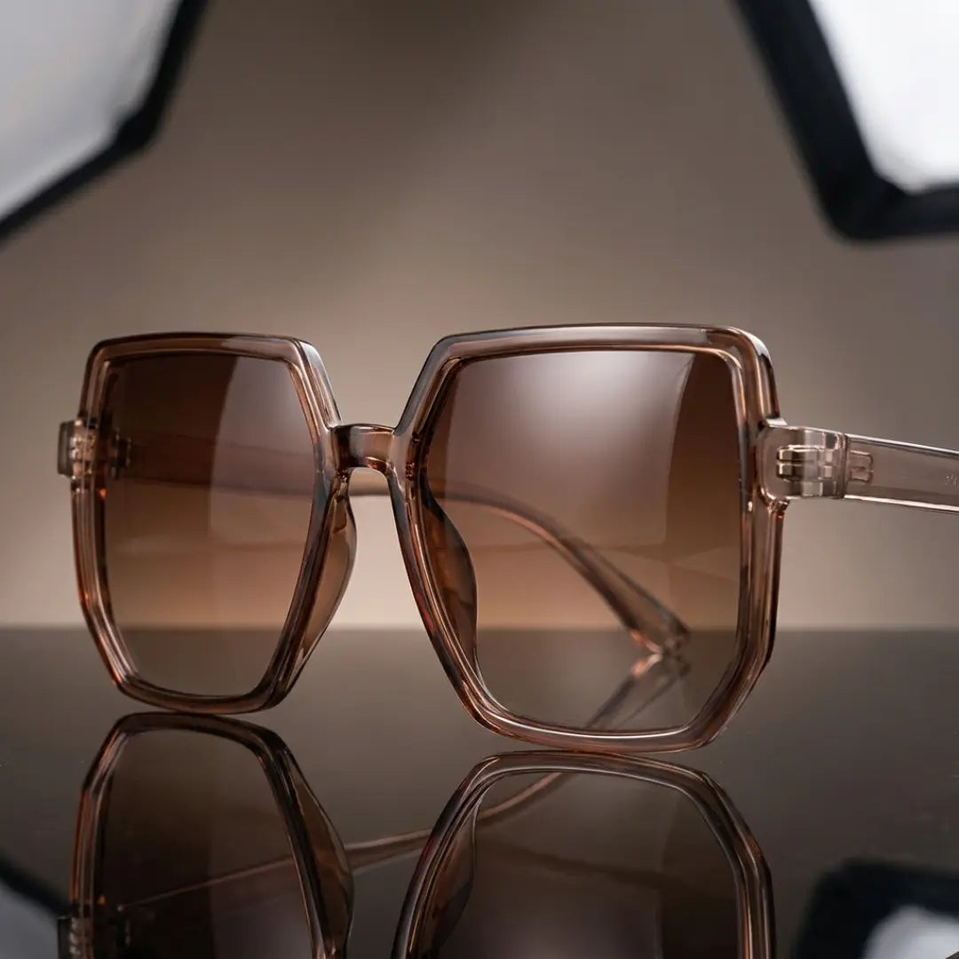 Óculos de Sol Oversized Hexagonal Feminino Mionelle Icon Brown