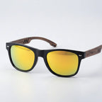 óculos de sol quadrado de madeira amarelo espelhado polarizado Mionelle Legado