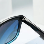 óculos de sol quadrado masculino polarizado espelhado azul detalhe