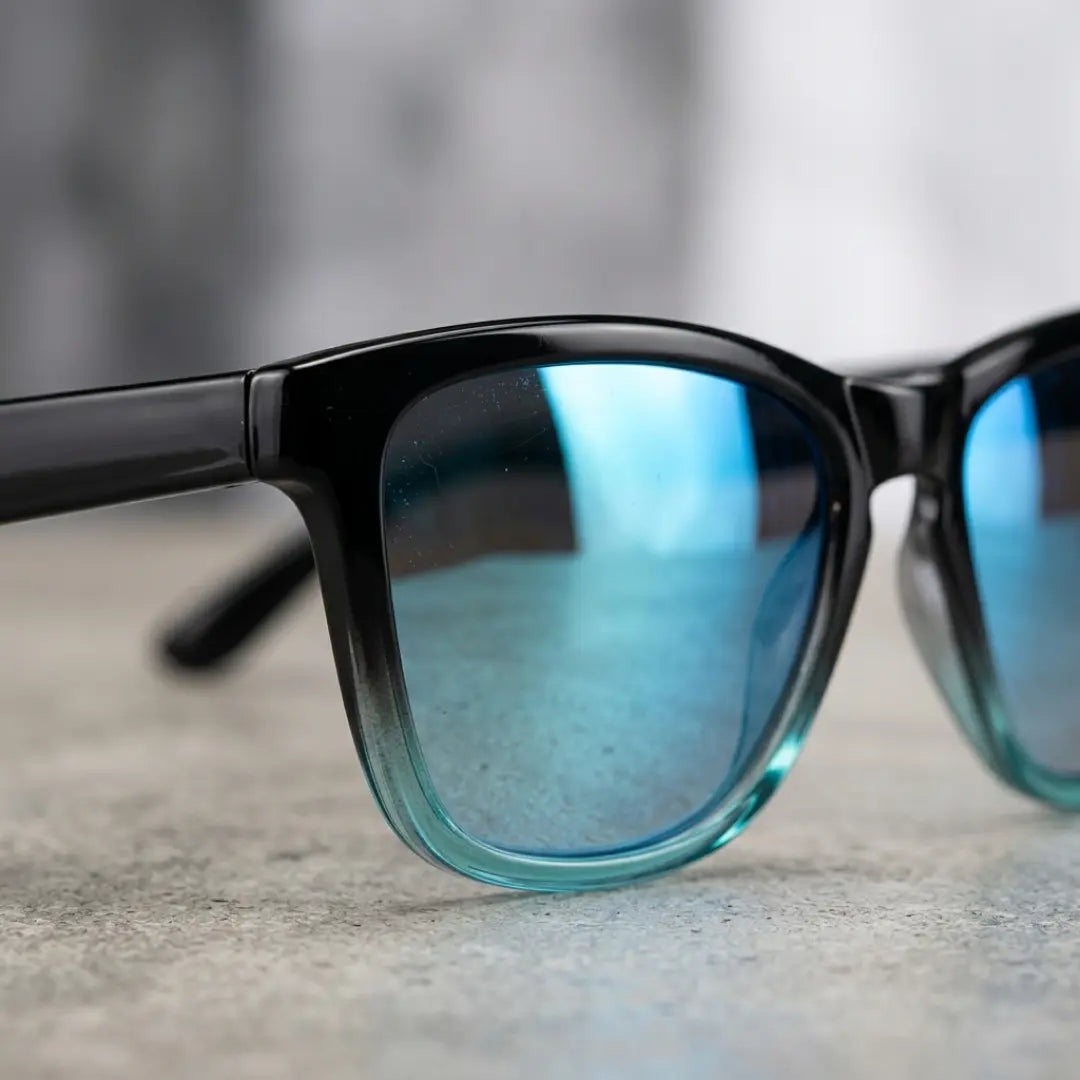 óculos de sol quadrado masculino polarizado espelhado azul armacao degrade