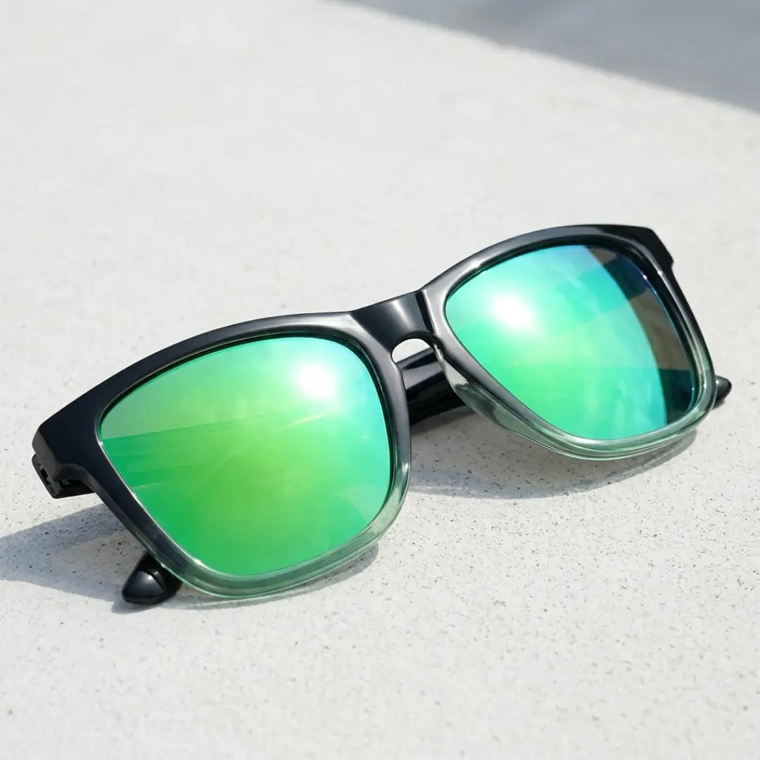 óculos de sol quadrado masculino polarizado espelhado verde policarbonato