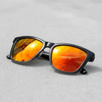 óculos de sol quadrado masculino polarizado espelhado laranja armacao degrade