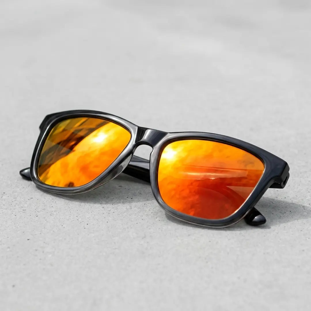 óculos de sol quadrado masculino polarizado espelhado laranja armacao degrade