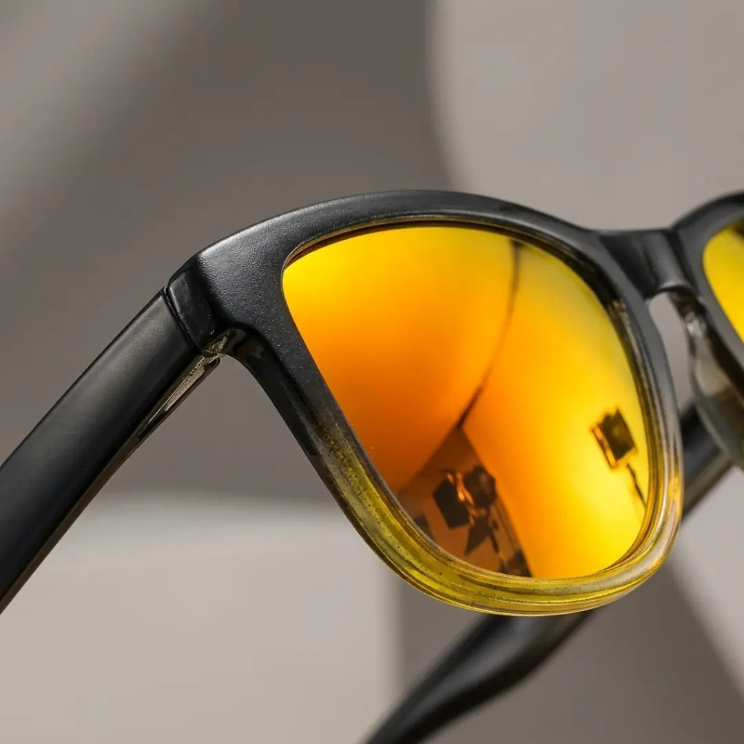 óculos de sol quadrado masculino polarizado espelhado amarelo lentes tac