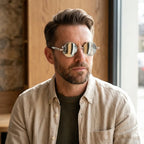 óculos de sol redondo masculino espelhado steampunk prata vintage