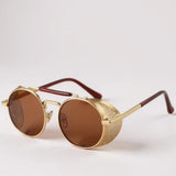 Óculos de Sol Steampunk Redondo Mionelle Alquimista Golden Marrom