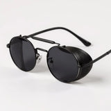 Óculos de Sol Steampunk Redondo Masculino Mionelle Alquimista All Black