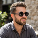 óculos de sol redondo masculino steampunk industrial all black