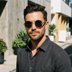 óculos de sol redondo masculino steampunk prateado lentes pretas mionelle manifesto