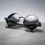 óculos de sol redondo masculino steampunk all black mionelle manifesto