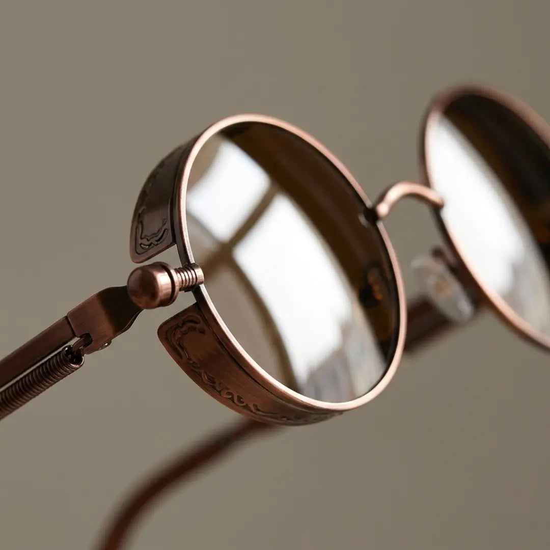 óculos de sol redondo steampunk marrom lentes uv400